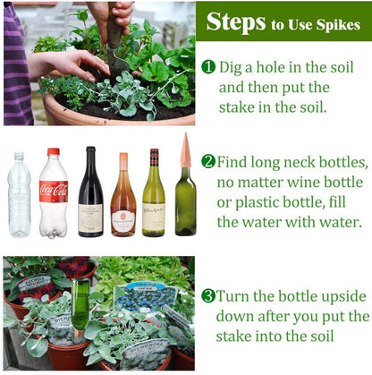 Plant Watering Devices 6 Pack Terracotta Vacation Plant Waterer Wine Bottle Watering Stakes Slow Release Plant Watering Spikes Self Watering Devices for Indoor Outdoor Plants