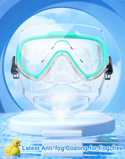 Norabidea Swim Goggles Adult Kids, Anti Fog Swimming Goggles with Nose Cover ,No Leaking Clear Snorkel Dive Mask 180 Wide View Men Women Youth Boys Girls