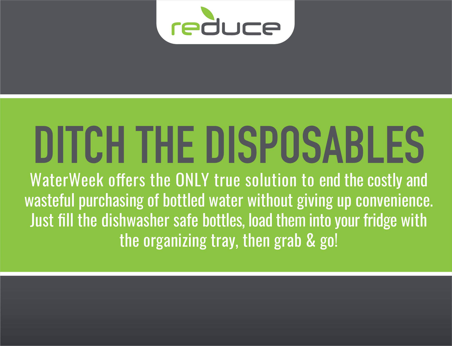 Reduce WaterWeek Reusable Water Bottle Set, 20oz – Plastic Reusable Water Bottle Set of 5, Plus Fridge Tray – BPA-Free, Leak Proof Twist Off Cap – Bliss