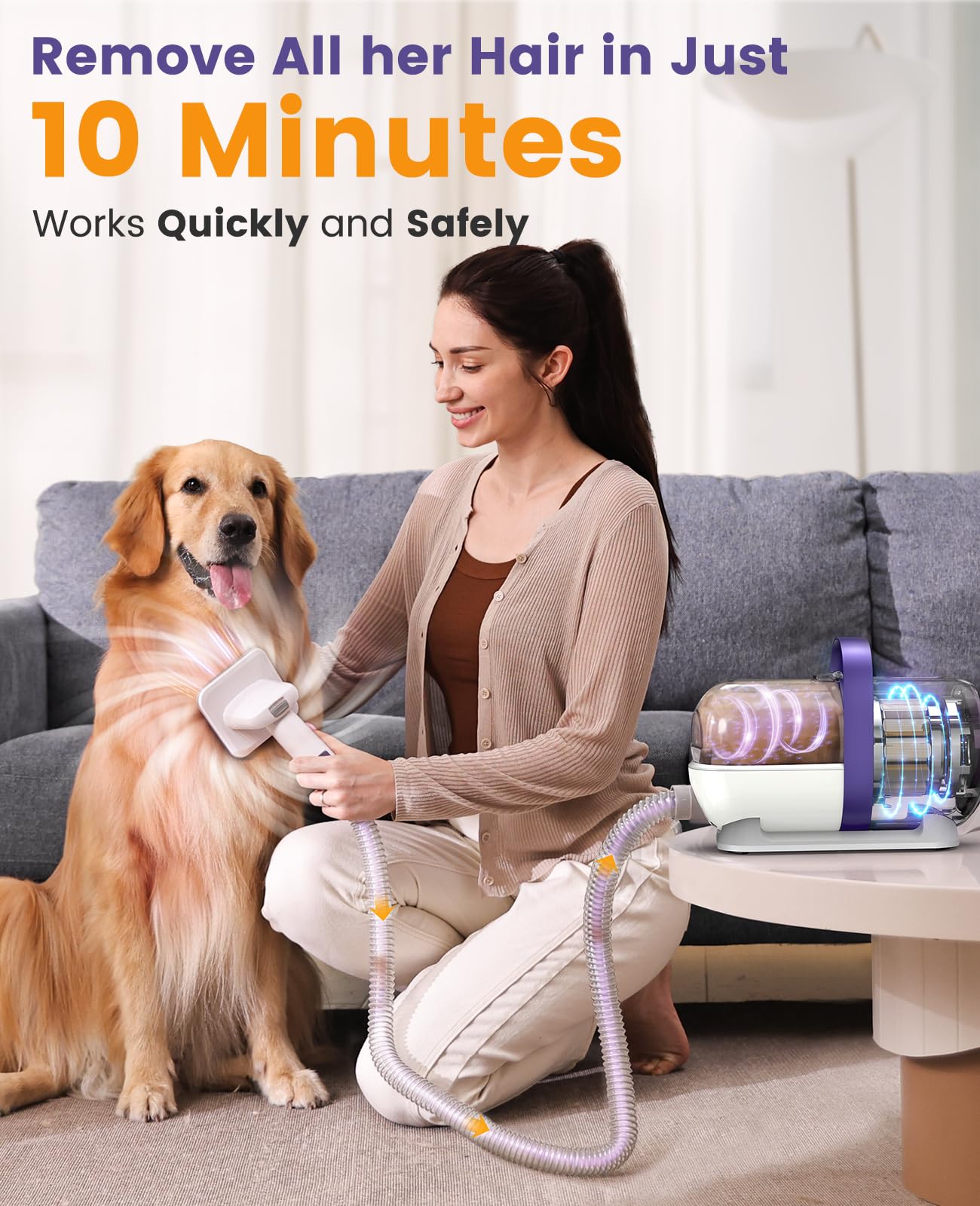 oneisall Dog Hair Vacuum & Dog Grooming Kit/Low Noise Dog Grooming Vacuum12kpa,Dog Vacuum for Shedding Grooming for Pet Hair&Home Cleaning