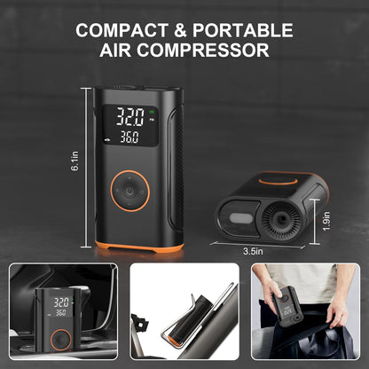 (New Upgrade) ZSX Tire Inflator Portable Air Compressor-160 PSI Air Pump with Memory Function, Electric Bike Pump with Tire Pressure Gauge, Tire Inflator for Car, Gifts for Men Husband Father