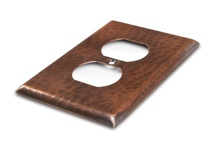 Monarch Abode 1-Gang Duplex Wall Plate, Hand Hammered Pure Copper Decorative Outlet Covers, Electrical Outlet Cover Plates, Pure Copper