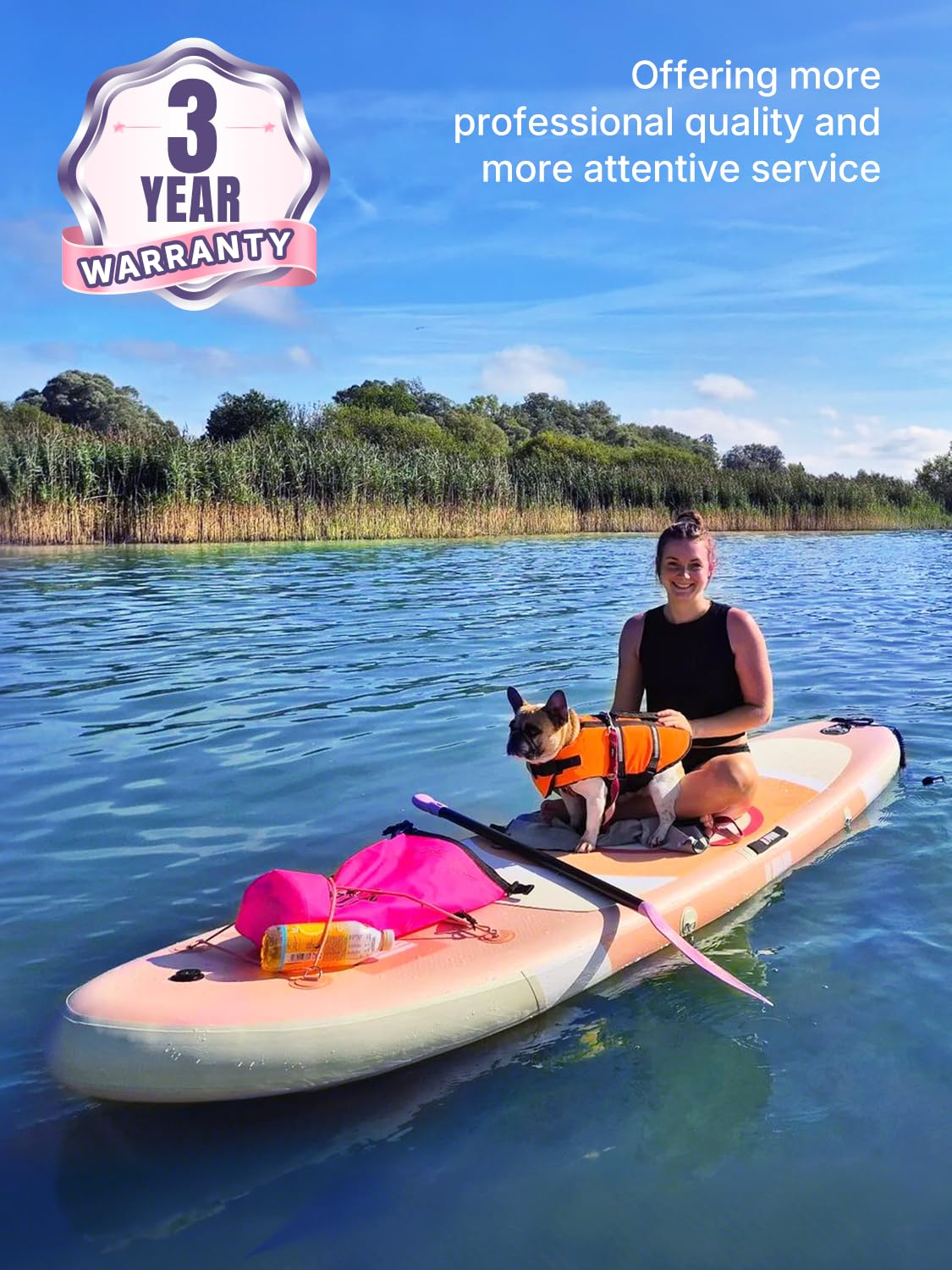 Niphean Inflatable Stand up Paddle Board with StabilTrac Fin, 400LBS Capacity & Wide EVA Inflatable Paddle Boards for Adults & Youth, Lightweight SUP Board for Yoga & Fitness with Easy-Carry Strap