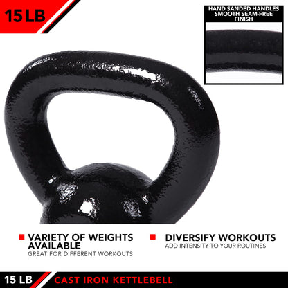 JFIT Kettlebell Weights Cast Iron, 15 LB