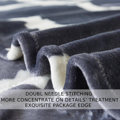 Gray Pattern King Size Blanket,90x108 Inches Microfiber Soft Cozy Fluffy Warm Hand Made Throw Blankets for King Calking Bed,Couch, Sofa, Chair, Camping, Picnic,Grey and White