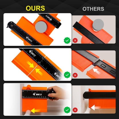 JOREST Connectable Contour Gauge (10+5 Inch), Gifts Ideas for Men Dad Handyman Husband Him, Shape Profile Duplicator with Lock, Outline Angle Measuring Tool, Template tool, Tile Flooring, Scribe Edge