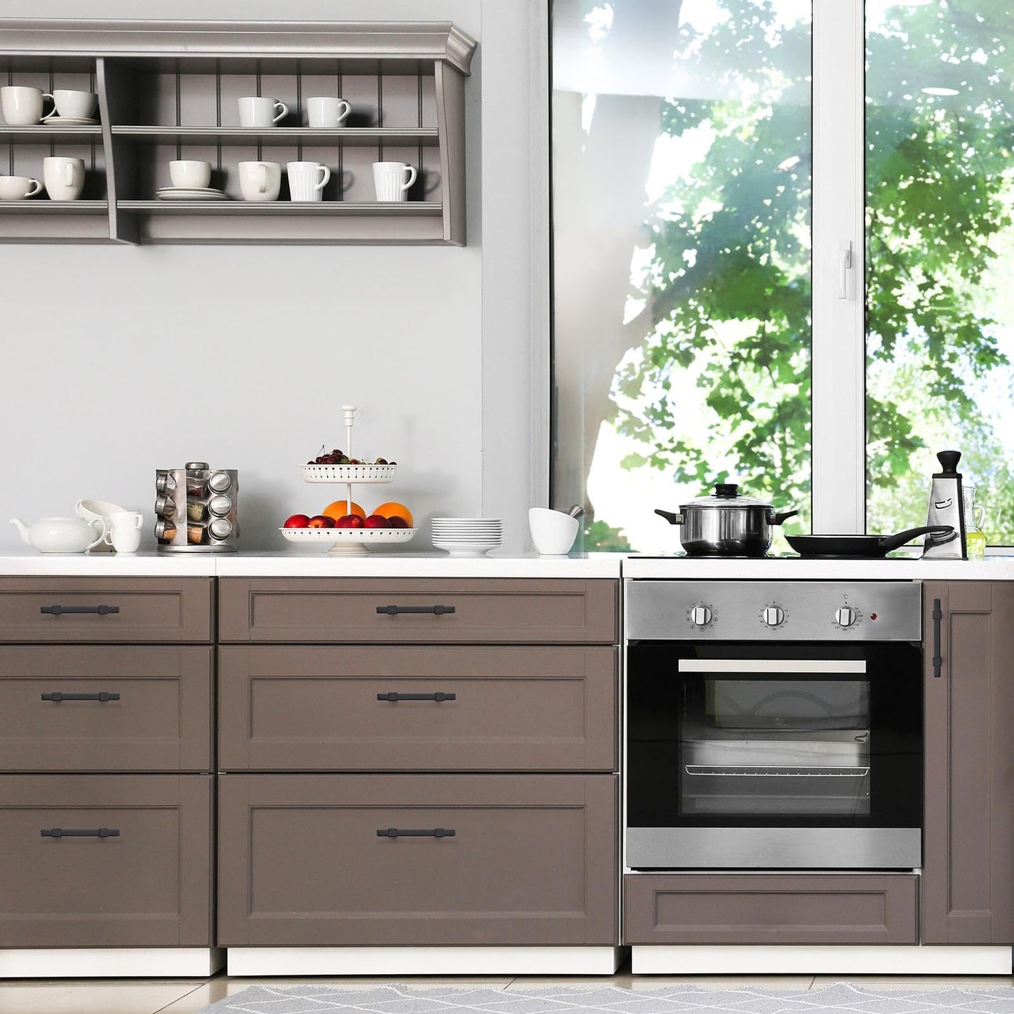 Ravinte Decor 30 Pack Black Cabinet Handles - 3" Hole Center Cabinet Pulls Matte Black Drawer Pulls Cabinet Hardware Kitchen Handles for Cabinets