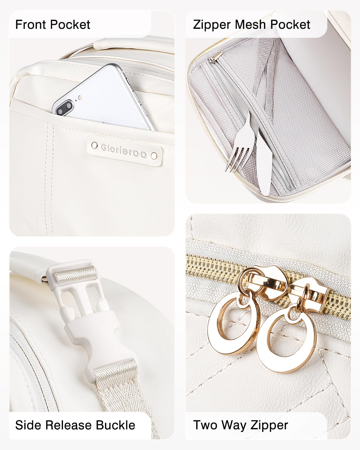 GLORIEROO Lunch Box Bag Women Girls - Double Deck Vegan Leather Insulated Waterproof Leakproof Cooler for Work Travel Picnics - Back to School Teacher Mothers Day Christmas Birthday Gifts