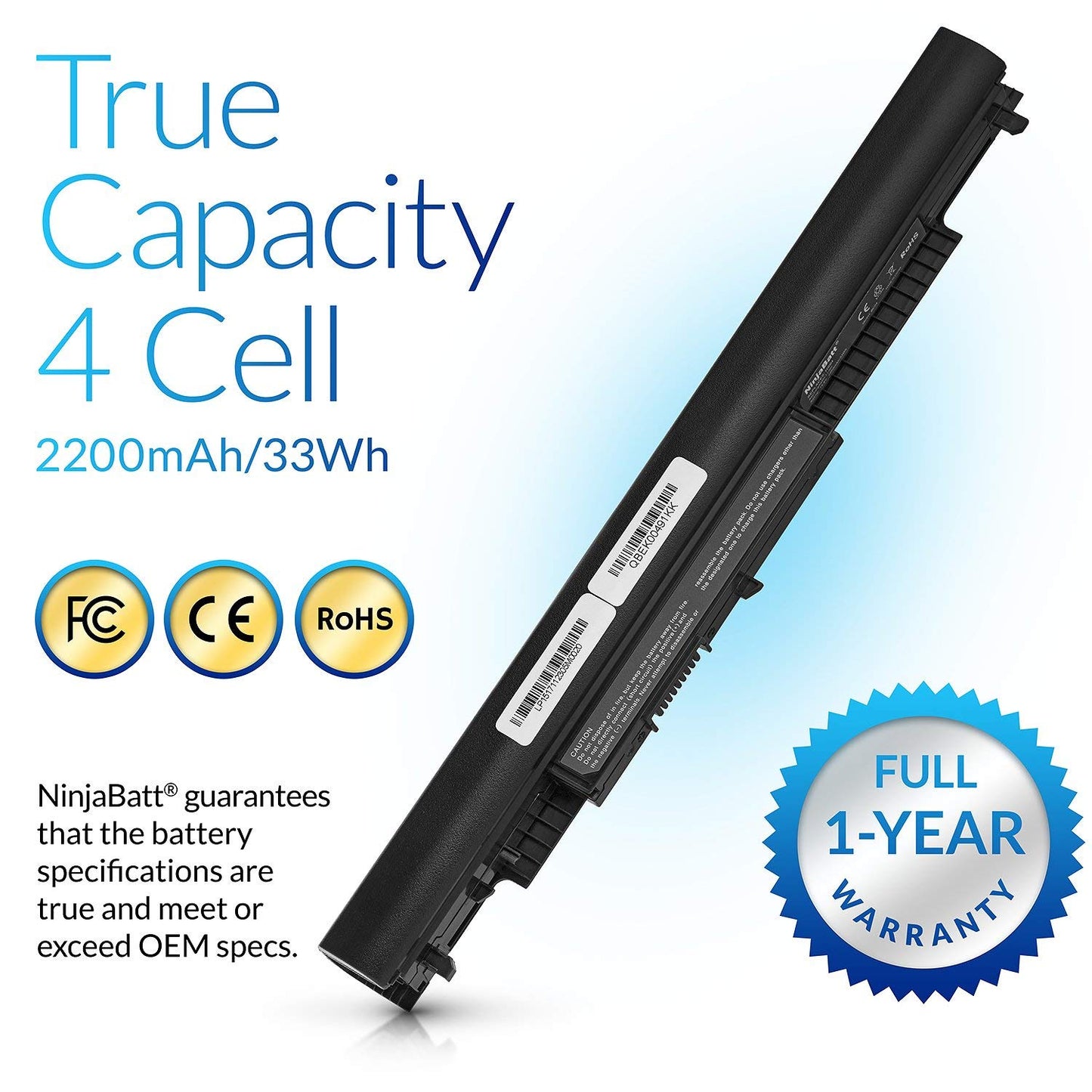 NinjaBatt 807956-001 HP Battery for HS04 HS03 807957-001 807611-421 HSTNN-LB6U Notebook 15-AY039WM TPN-I119 G4/G5 240 245 246 250 256 - High Performance