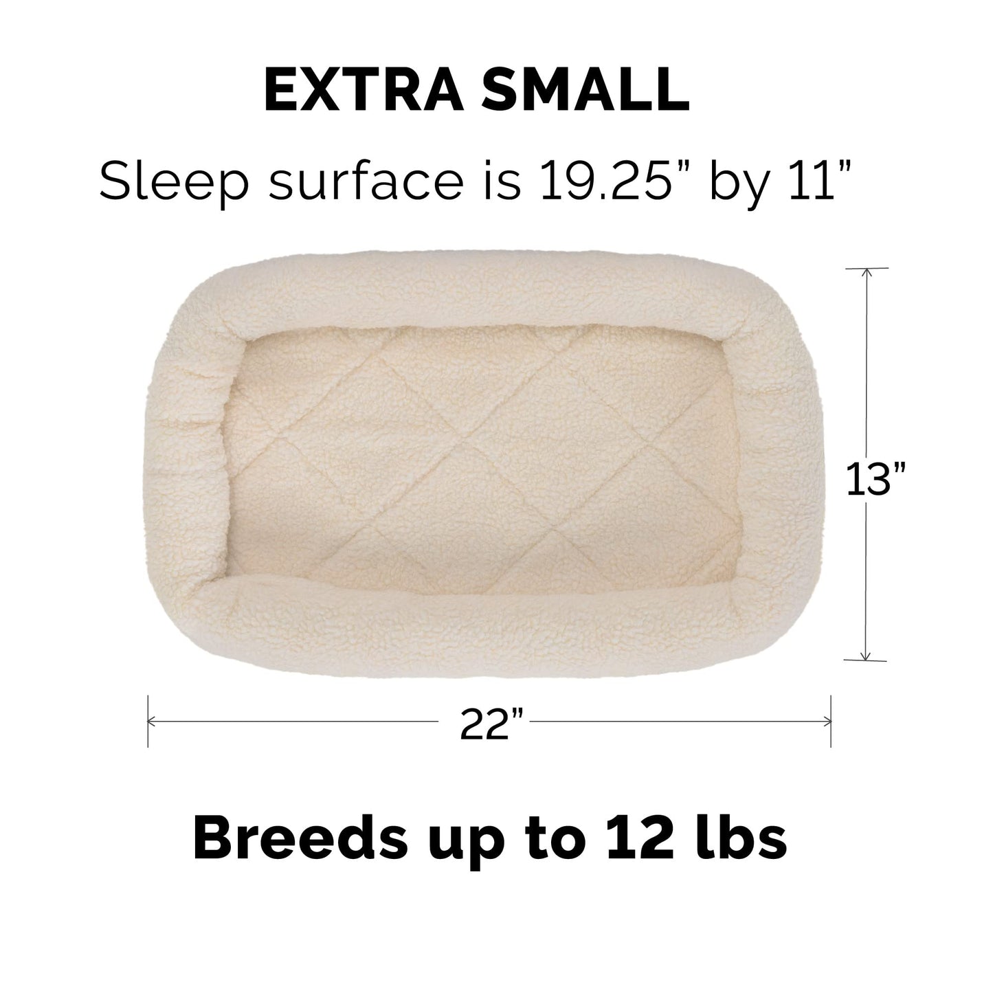 Furhaven Dog Bed for Extra Small Dogs & Indoor Cats, 100% Washable, Sized to Fit Crates - Sherpa Fleece Bolster Crate Pad - Cream, Extra Small