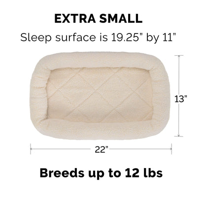 Furhaven Dog Bed for Extra Small Dogs & Indoor Cats, 100% Washable, Sized to Fit Crates - Sherpa Fleece Bolster Crate Pad - Cream, Extra Small