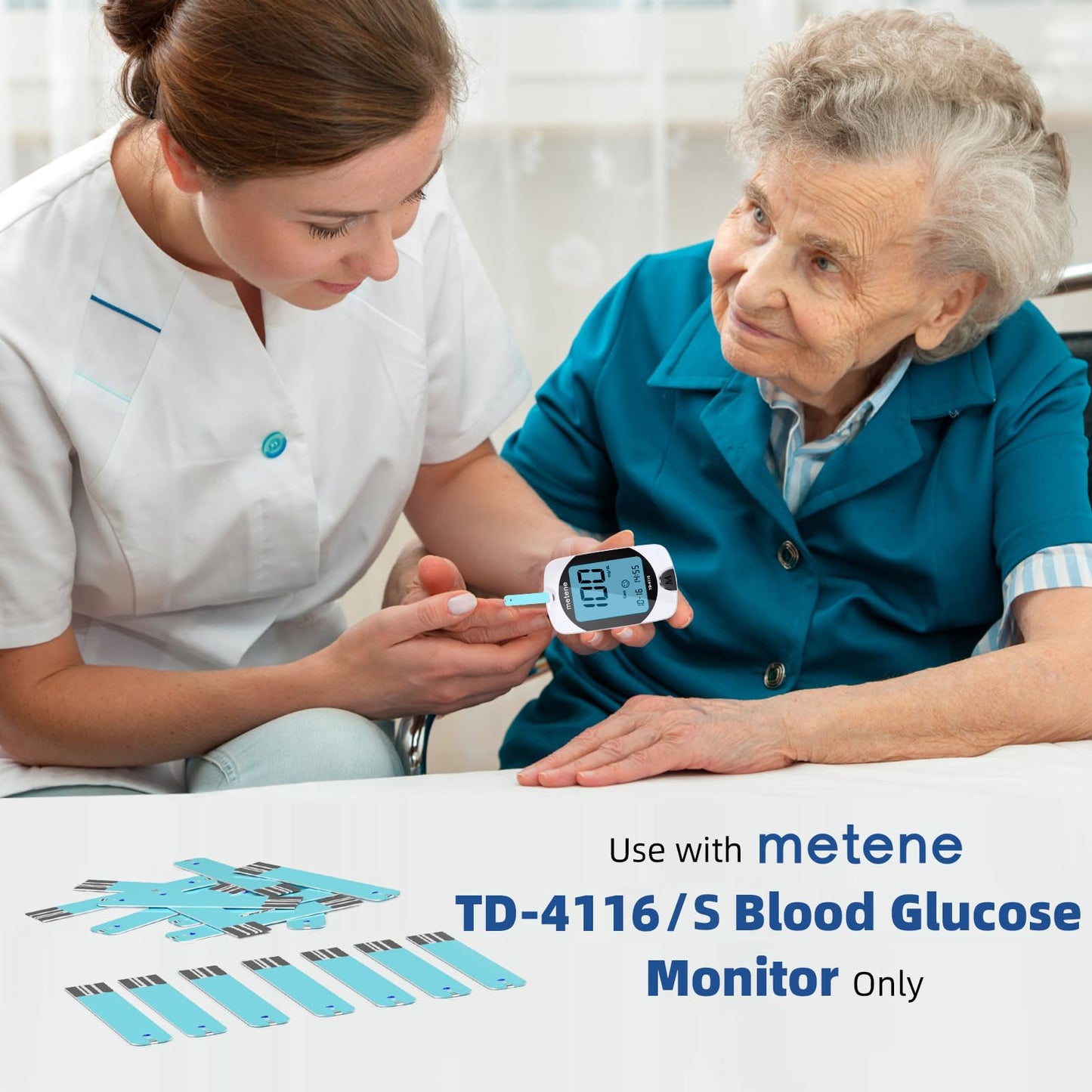 Metene TD-4116 Blood Glucose Test Strips, 200 Count Test Strips for Diabetes, Use with metene TD-4116 and metene S Blood Glucose Monitor Only(No Monitor)