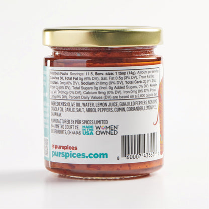 PUR Spices Original Spicy Harissa Paste I Hot Sauce for Cooking and Dipping I Spicy Chili Pepper and Garlic Paste | Middle Eastern Inspired | Plant Based, Gluten Free, No Sugar Added, Preservative and Additive Free I 6oz Jar