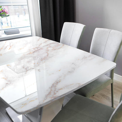 rabbitgoo Glossy Marble Contact Paper Peel and Stick Wallpaper 17.5" X 78.7" Countertop Furniture Waterpoof Self Adhesive Removable Cover for Kitchen Bathroom Cabinet Drawer Shelf Liner Vinyl Roll