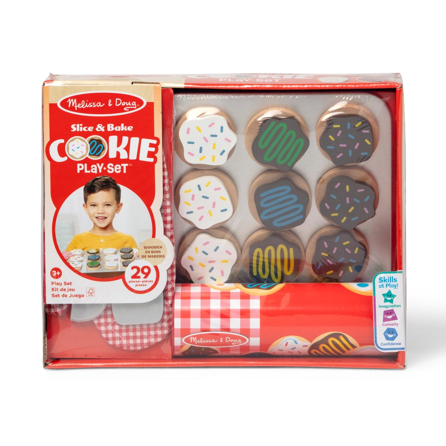 Melissa & Doug Slice and Bake Cookies Wooden Play Food Set with Toppings Pretend Cookies and Baking Sheet, Wooden Play Food Set, Toy Baking for Kids Ages 3+