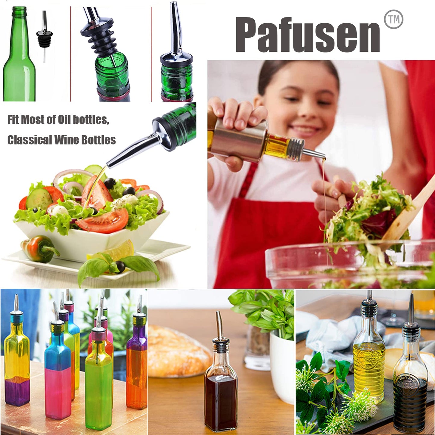Pafusen 12 Pack Liquor Pour Spout With Dust Caps - Bottle Pourers for Alcohol, Olive Oil - Speed Pourers, Bar Bartender Accessories
