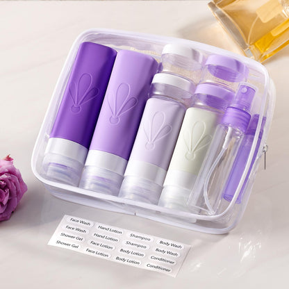 INSFIT 17 Pack Silicone Travel Bottles Set - TSA Approved Leakproof Toiletries Containers, Reusable Travel Size Accessories for Women & Men, Airplane Essentials, Shampoo Lotion Organizer