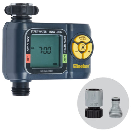 Melnor 65138AMZ AquaTimer Digital Hose Timer, 1-Zone Timer, QuickConnect Bundle, Black, Yellow