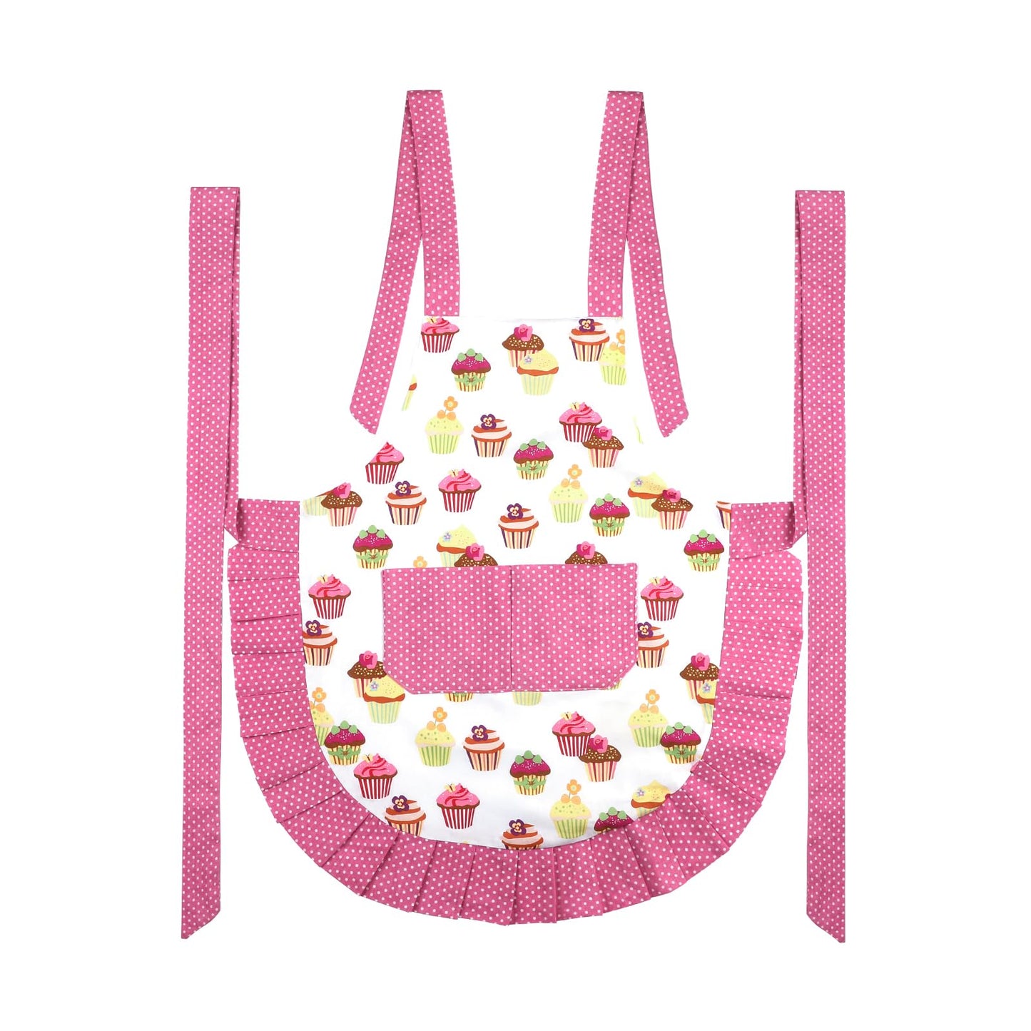 G2PLUS Kid Aprons, Toddler Apron with Pocket, Cupcake Child Apron for Christmas, Cooking, Baking, Gardening (Pink)