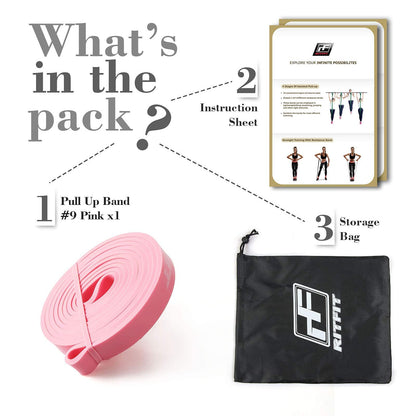 RitFit Pull Up Assist Band - Premium Resistance Band for Pull Up Assistance, Resistance Training, Body Stretching, Powerlifting, Mobility Training (#9 Pink)