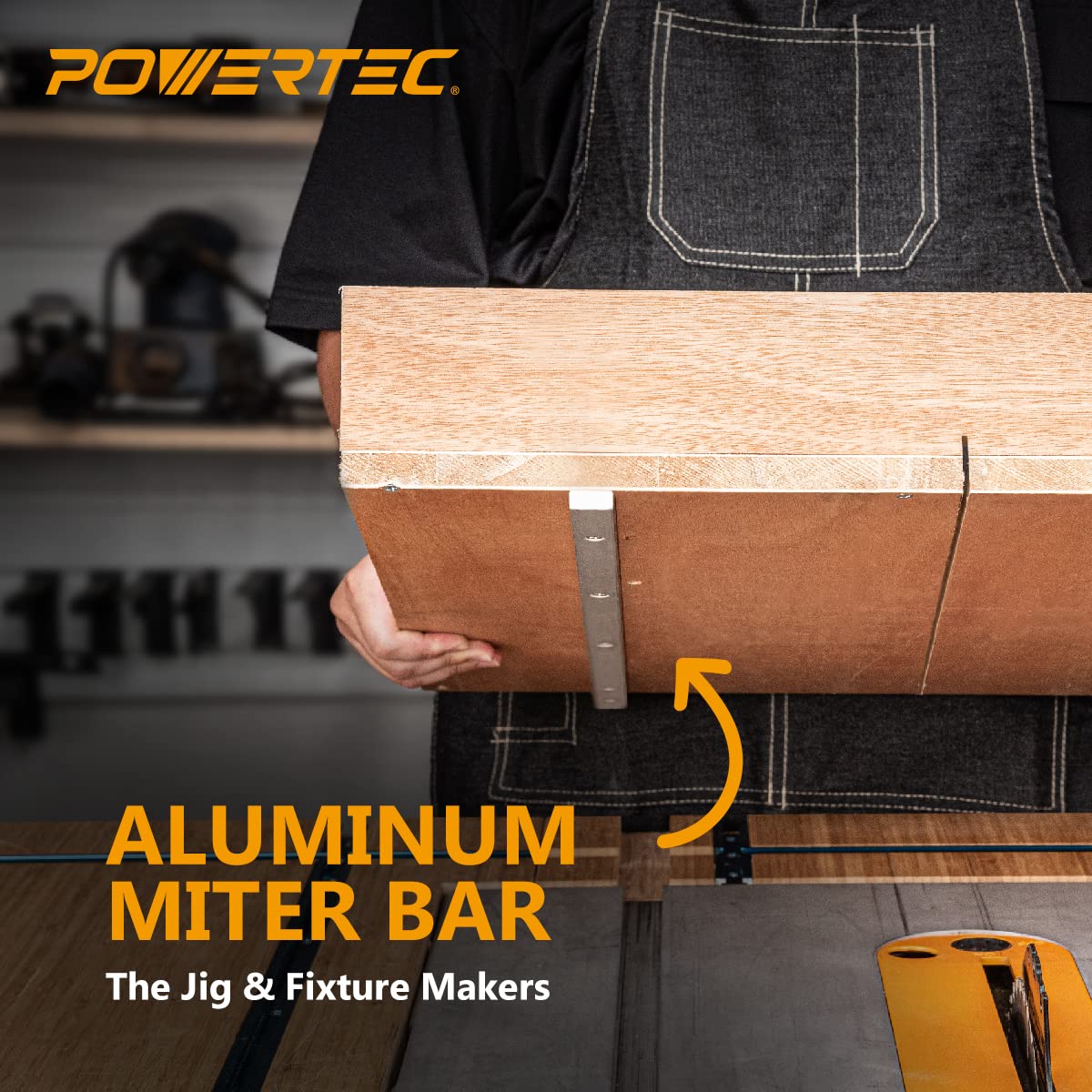 POWERTEC Crosscut Sled Miter Bar for Table Saw Sled, 3/4" x 3/8" x 18" with Predrilled Holes & Screws for Router Table, Bandsaw, Taper Jig, Table Saw Accessories for Woodworking, 2PK (71518-P2)