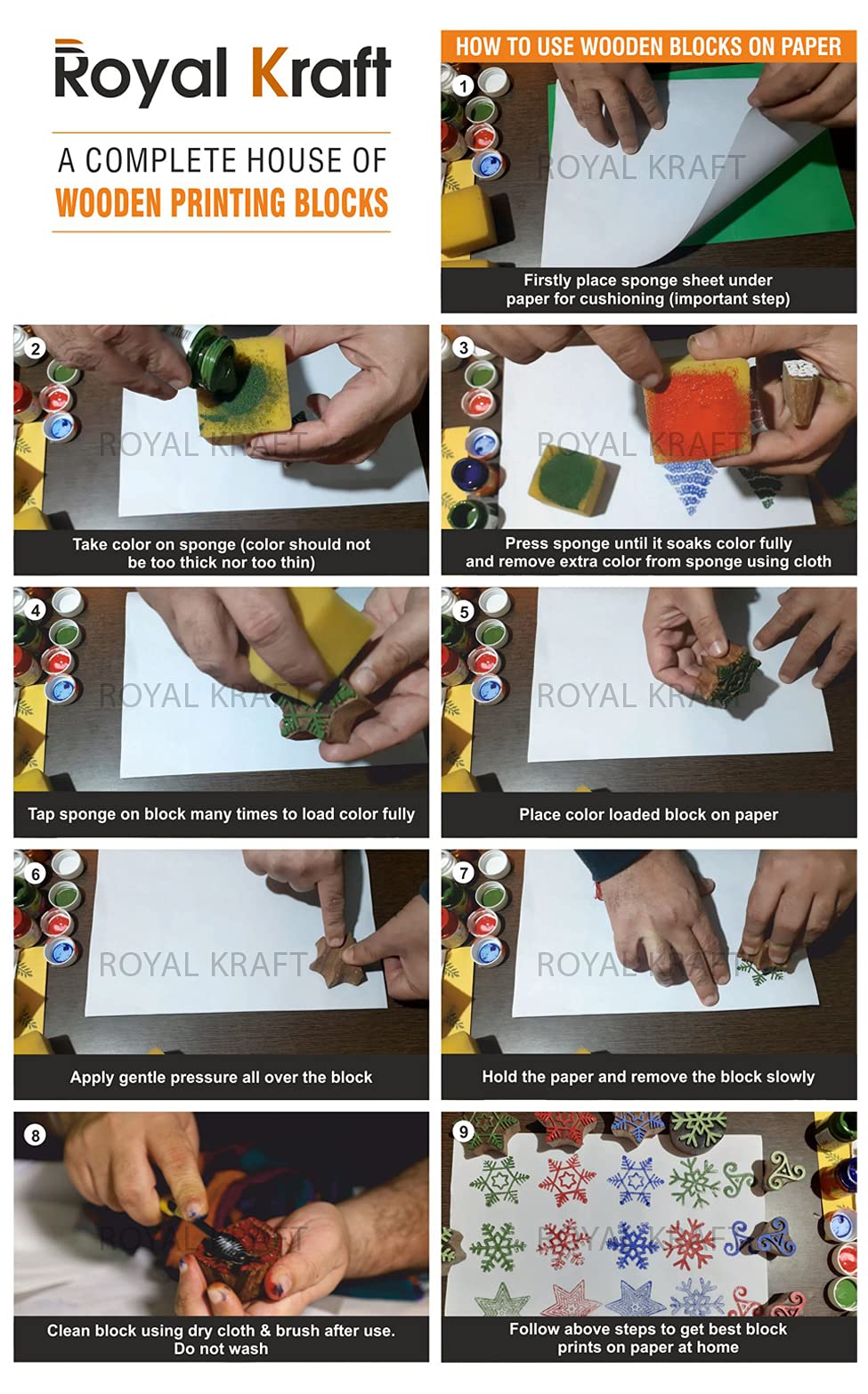 Mehndi Print Blocks Stylish Border Pattern Wooden Stamps (Set of 10) Htag2156