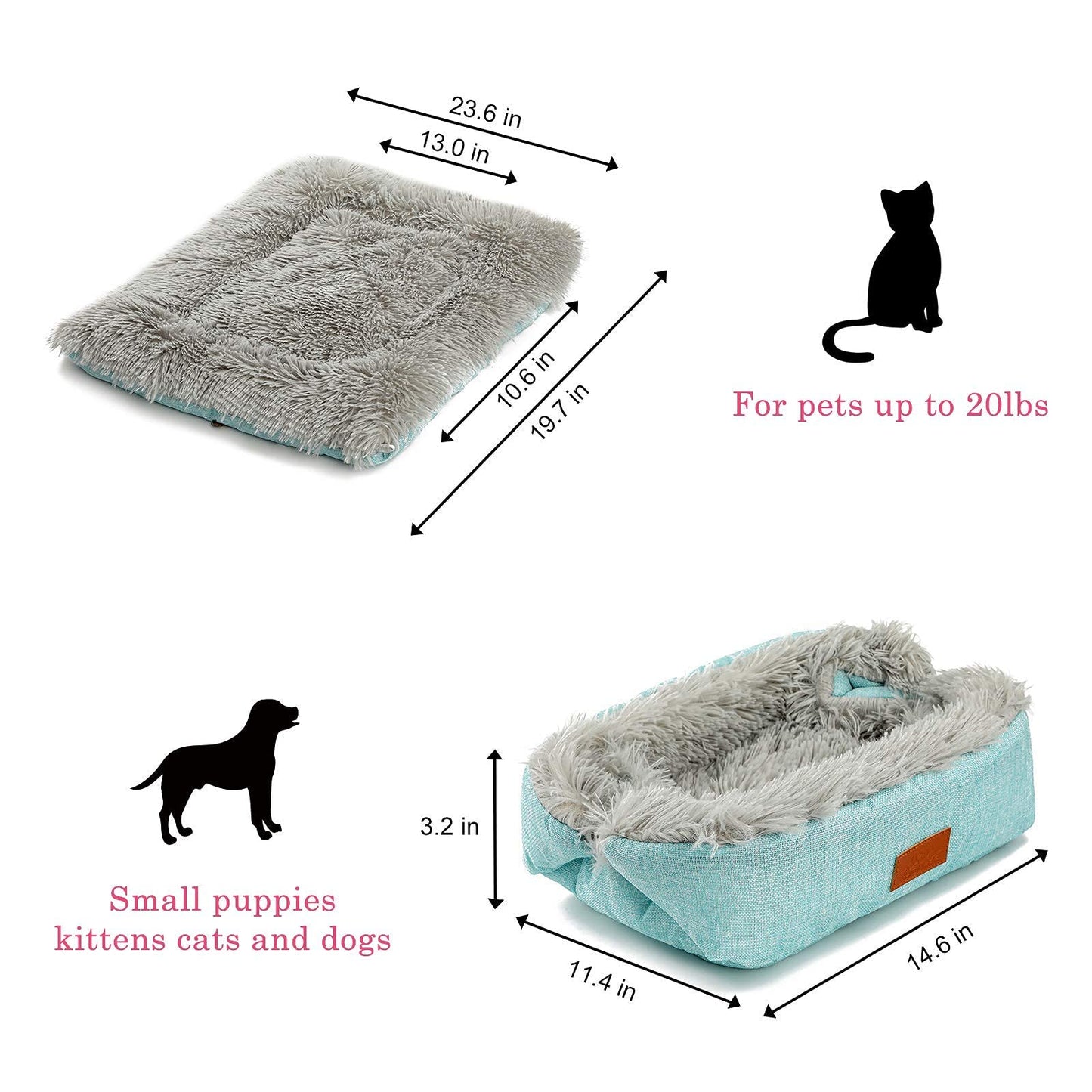 HDLKRR Cat Bed Self Warming, Foldable Self Heated Cat Mat with Removable Cover Heating Pad 24 x 20 inch Extra Warm Thermal Pet Pad for Indoor Outdoor Cats, Non-Slip Bottom Washable Non Electric