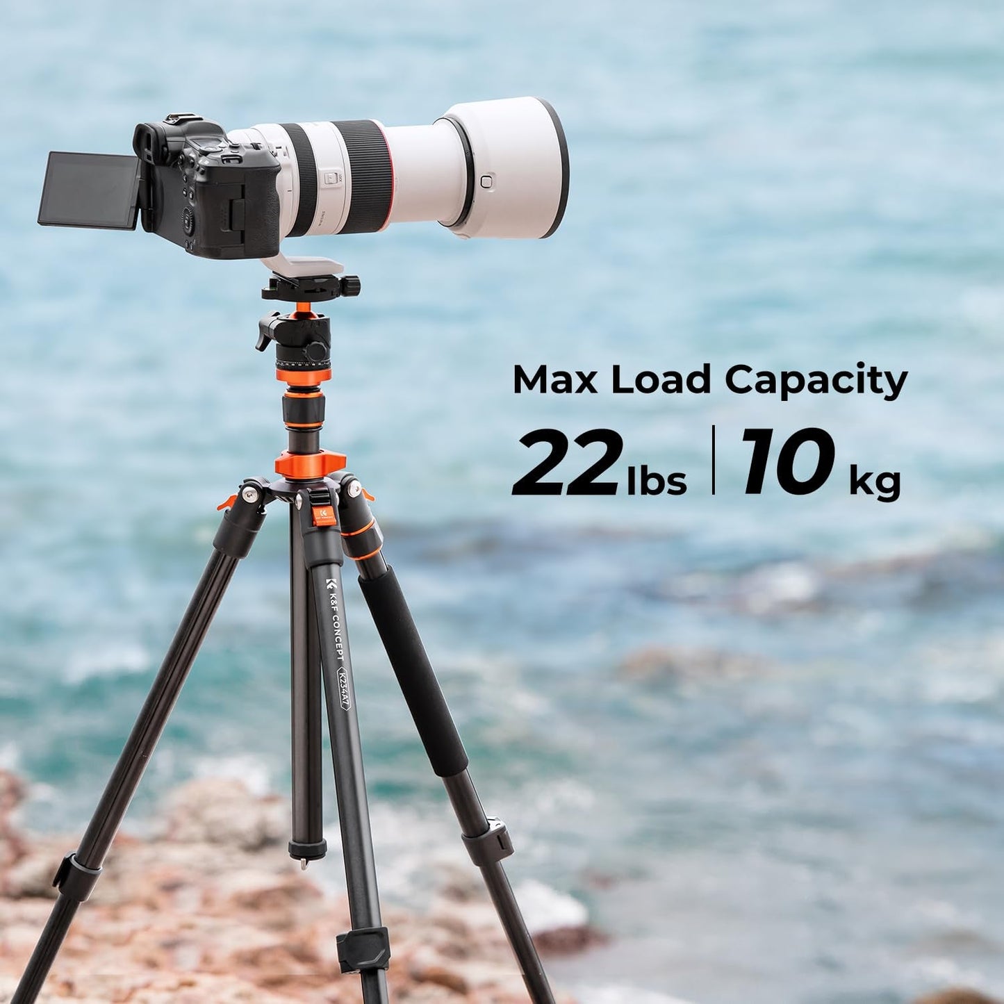 K&F Concept 78 inch Camera Tripod for DSLR Compact Aluminum Tripod with 360 Degree Ball Head and 10KG Load for Travel and Work K234A7+BH-28L (S210)