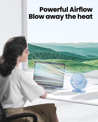Gaiatop USB Desk Fan, 5.5 Inch Small Quiet Powerful 3 Speeds 90° Rotate, Personal Mini Portable Desktop Table Fans, Cooling for Home Office Car Travel Indoor Outdoor Pink
