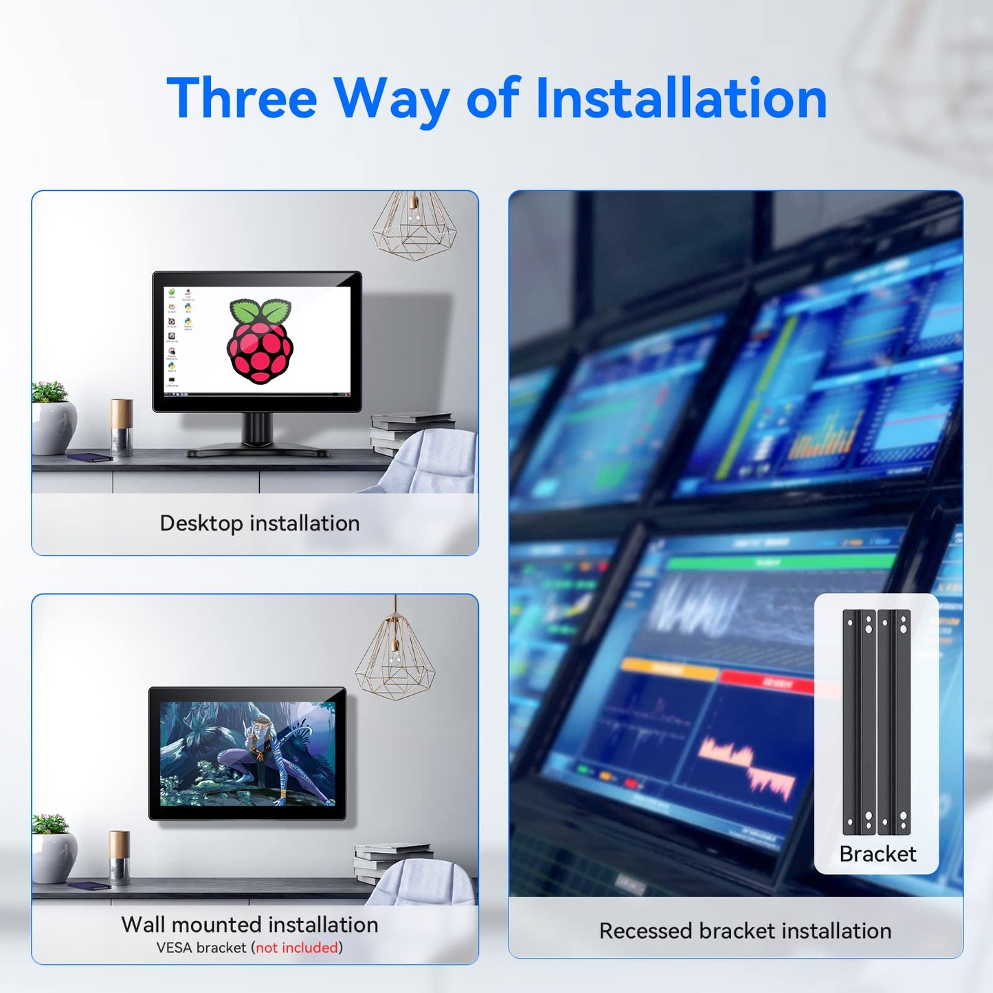 Eyoyo 10 Inch Touchscreen Monitor, Raspi Touch Screen, Small VGA AV HDMI Monitor, Portable IPS Display for CCTV DVD PC Laptop POS Systems with Speakers