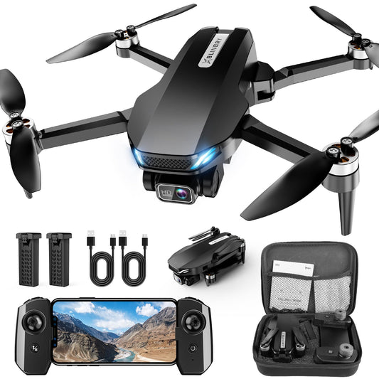 Drone with Camera, 2K HD FPV Drone with Brushless Motor, Altitude Hold, Gesture Selfie, One Key Take Off/Landing, 3D Flips, Waypoint Fly, 2 Batteries, Foldable Mini Drones for Kids and Beginners