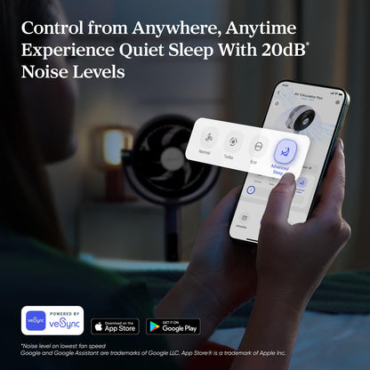 Levoit Standing Smart Fan for Bedroom, 1451CFM Ultra-High Airflow, 12H Timer with WiFi/Voice/Remoter, Auto 120°+90° Oscillating, Quite 20dB, 12 Speeds, 4 Modes, DC Motor, 2 in 1 Pedestal & Tabletop