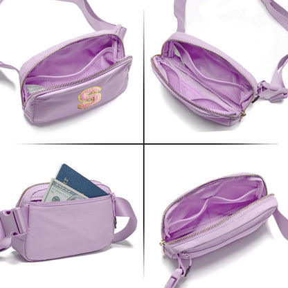 Gitus Initial Belt Bag Fanny Pack Crossbody Bag for Girls Birthday Gifts Age 8-10 Teen Girl Gifts Trend Stuff Personalized Letter Gifts for Daughter Sister (Lavender-S)
