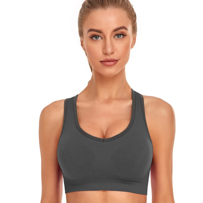 GXXGE Padded Racerback Sports Bras for Women High Impact Workout Yoga Gym Activewear Fitness Bra Black Grey White Large