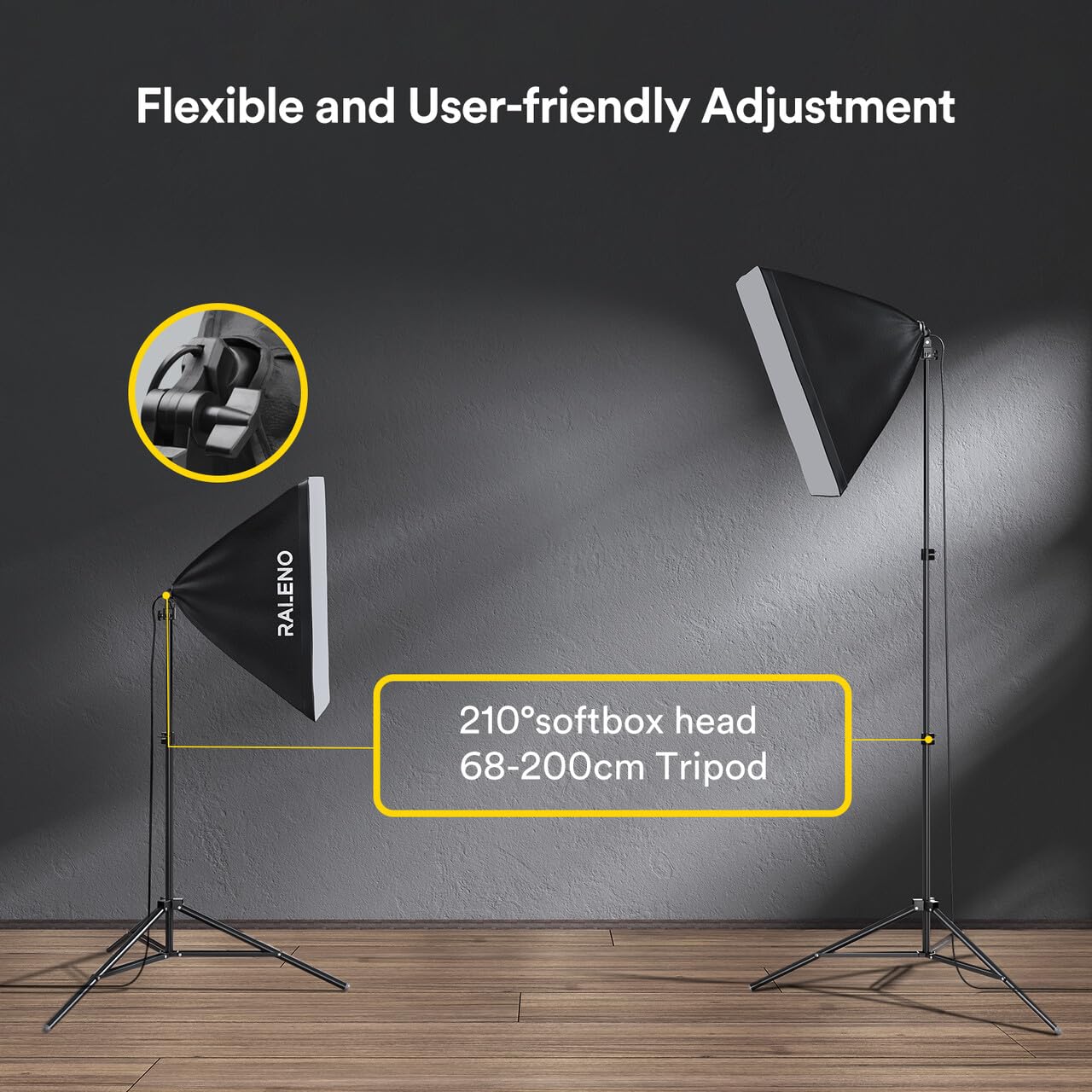 RALENO Softbox Lighting Kit, 20X28-Inch Softbox Photography Lighting with LED Bulbs(50W | 5500K | TLCI≥97), Streaming Lighting for Video Rcording Photoes Portraits YouTube | Model: PS40