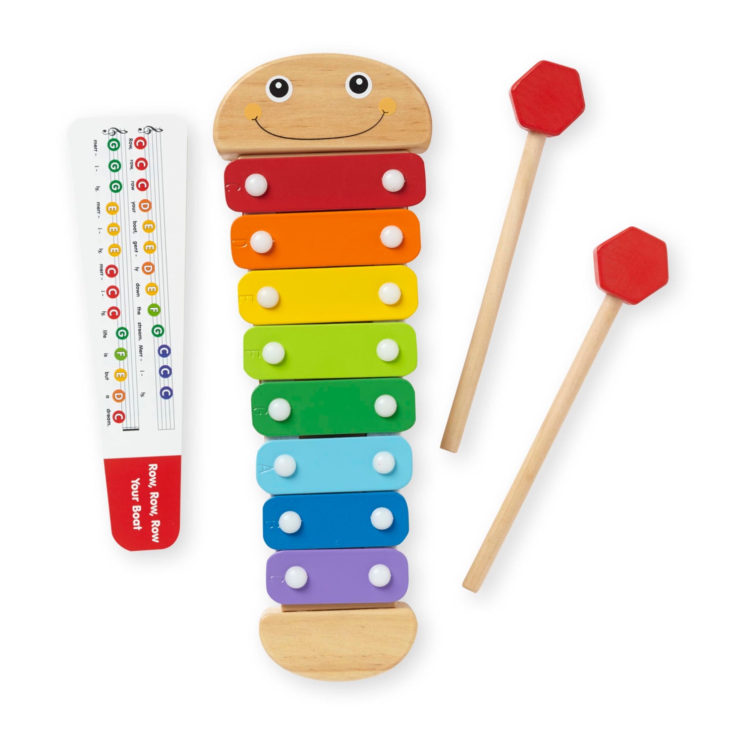 Melissa & Doug Caterpillar Xylophone Musical Toy with Wooden Mallets 15.25" x 6.5" x 1.5", Blue
