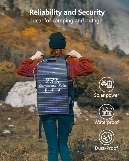 MARBERO 30W Solar Charger >23% High Efficiency Foldable Portable Solar Panel for Power Station Phones Tablets 2 USB Ports & DC Fast Charging IP65 Waterproof for Camping Outdoor Backpacking Cloudy