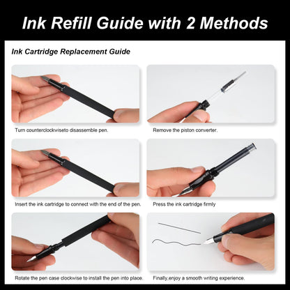 GC QUILL Calligraphy Pens Set 64pcs - Calligraphy Fountain Pen Set with 3 Fountain Pens, 7 Varied Nibs, 54 Ink Cartridges(10 Colors) - Writing, Drawing and Calligraphy Practice for beginner GC-F354