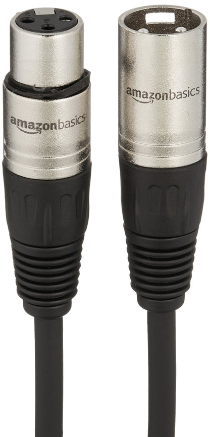 Amazon Basics XLR Male to Female Microphone Cable for Speaker or PA System, All Copper Conductors, 6MM PVC Jacket, 6 Foot, Black