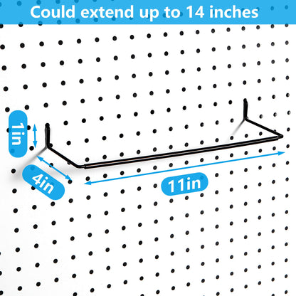 Paper Towel Holder for Pegboard, Extendable, Fit Any Standard Pegboard, 4 Packs, Black