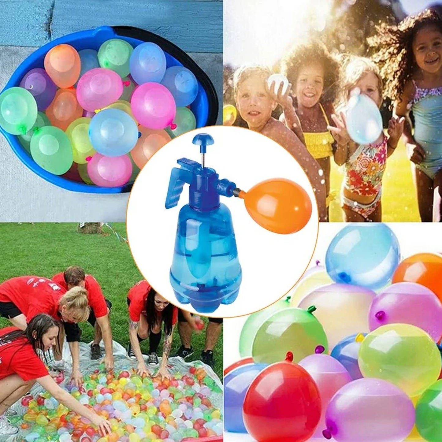 Hlonon 2000 Pack Water Balloons, 5-6 Inches, Multi-Color, Biodegradable Latex, Includes 2 Hose Nozzles, Great for Summer Party