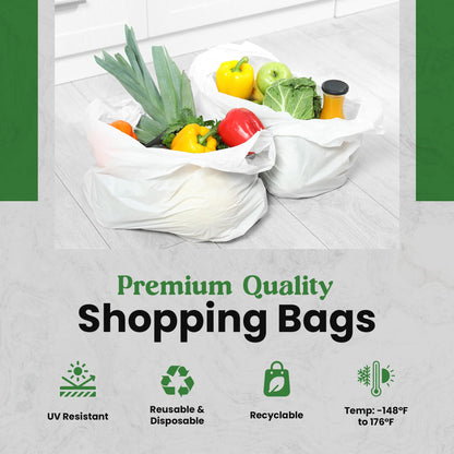 Plastic Bag with Handles | T Shirt | Shopping Bag for Small Business | Recyclable Plastic Grocery Bags | To Go for Food, Groceries & Restaurants | 21" x 11.5", 100-Pack | KitchenDine (100)