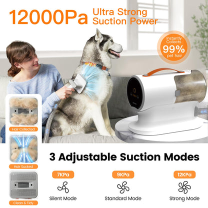 AIRROBO Dog Grooming Vacuum, Dog Grooming Kit,12000Pa Strong Pet Vacuum, 2L Large Capacity Vacuum for Shedding Grooming Hair, Quiet,PG100