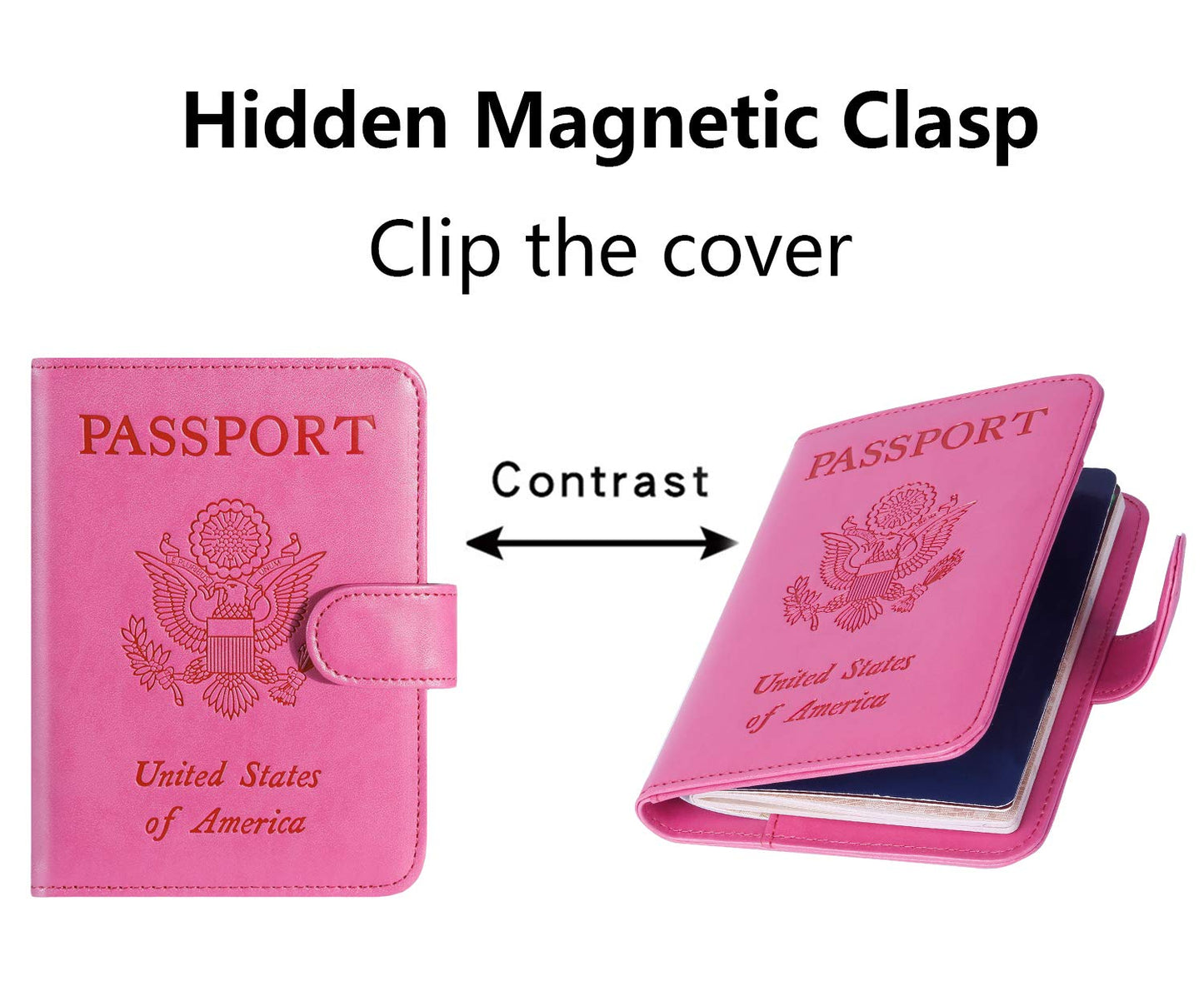 Passport Holder Cover Wallet RFID Blocking Leather Card Case Travel Accessories for Women Men (Pink)
