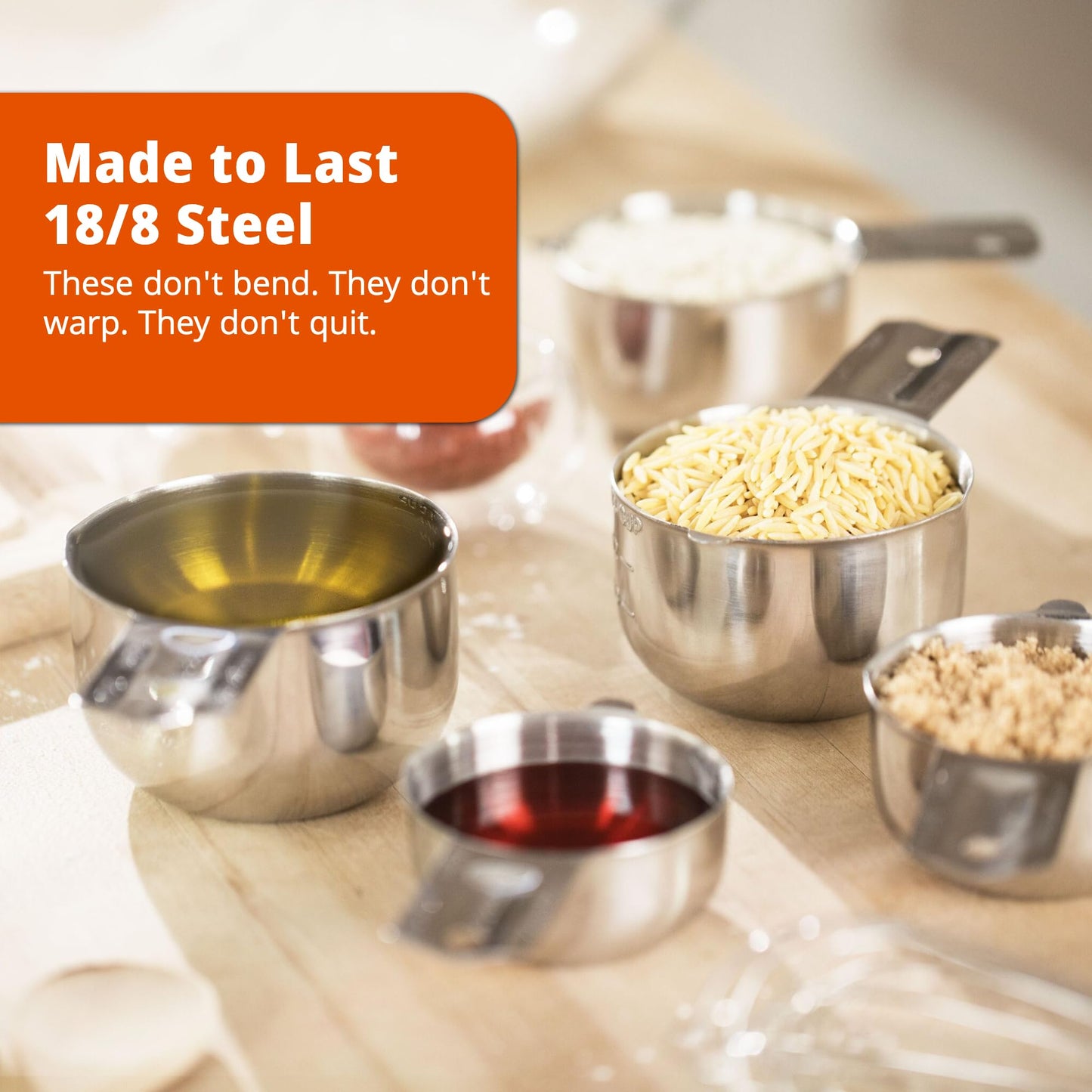 Morgenhaan Premium 304 Stainless Steel Measuring Kit - 8-Piece Essential Cups and Spoons for Everyday Use, Stackable & Durable