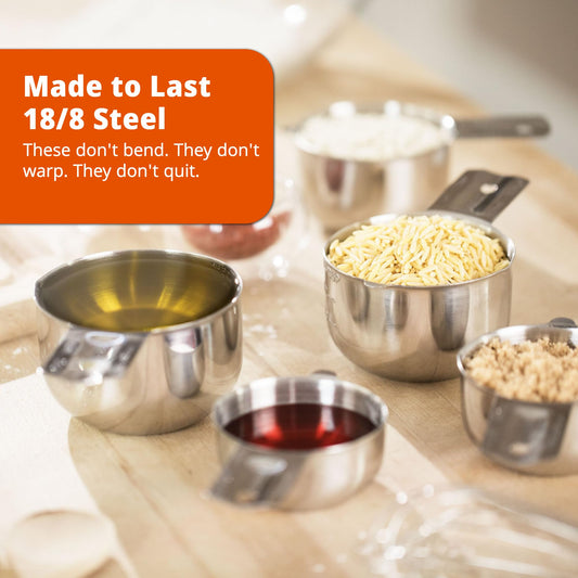 Morgenhaan Premium 304 Stainless Steel Measuring Kit - 8-Piece Essential Cups and Spoons for Everyday Use, Stackable & Durable
