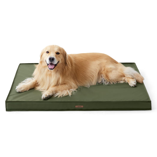 LE SURE Outdoor Waterproof Dog Beds Large Sized Dog, Orthopedic Egg Crate Foam Pet Bed with Oxford Fabric Surface and Removable Washable Cover, Pet Mat 36''x27'', Green