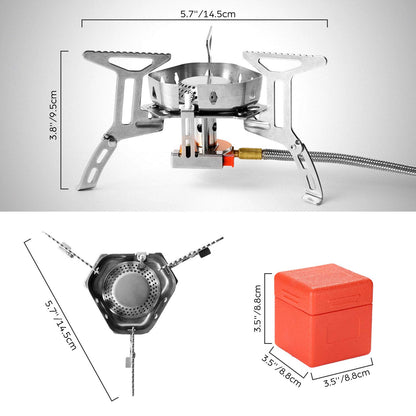 Odoland 3500W Windproof Camp Stove Camping Gas Stove with Fuel Canister Adapter, Piezo Ignition, Carry Case, Portable Collapsible Stove Burner for Outdoor Backpacking Hiking and Picnic