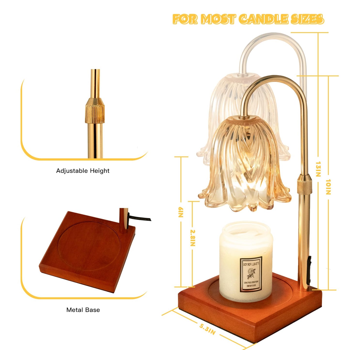 GODONLIF Candle Warmer Lamp with Timer Dimmable, Birthday Gifts for Women Mom, House Warming Gifts New Home Decor, Wax Melt Warmer for Jar Candles with 2 Bulbs