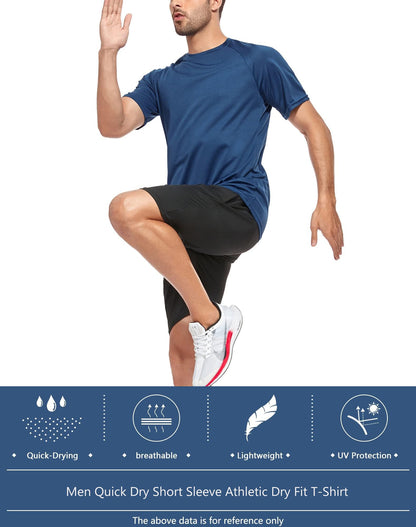 Kinglaman Mesh Workout Shirts for Men Dry Fit Gym Shirts Quick Dry Athletic Short Sleeve Sports T-Shirt Moisture Wicking 1 Black 1 Gray 1 White 1 Blue 1 Green Small